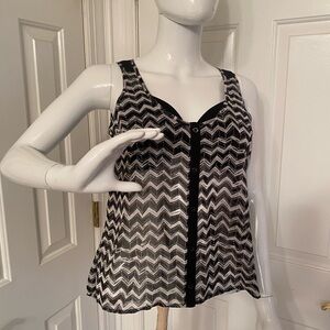 Candie's Black and White Chevron  Sheer Tank Top NWT Sz XS